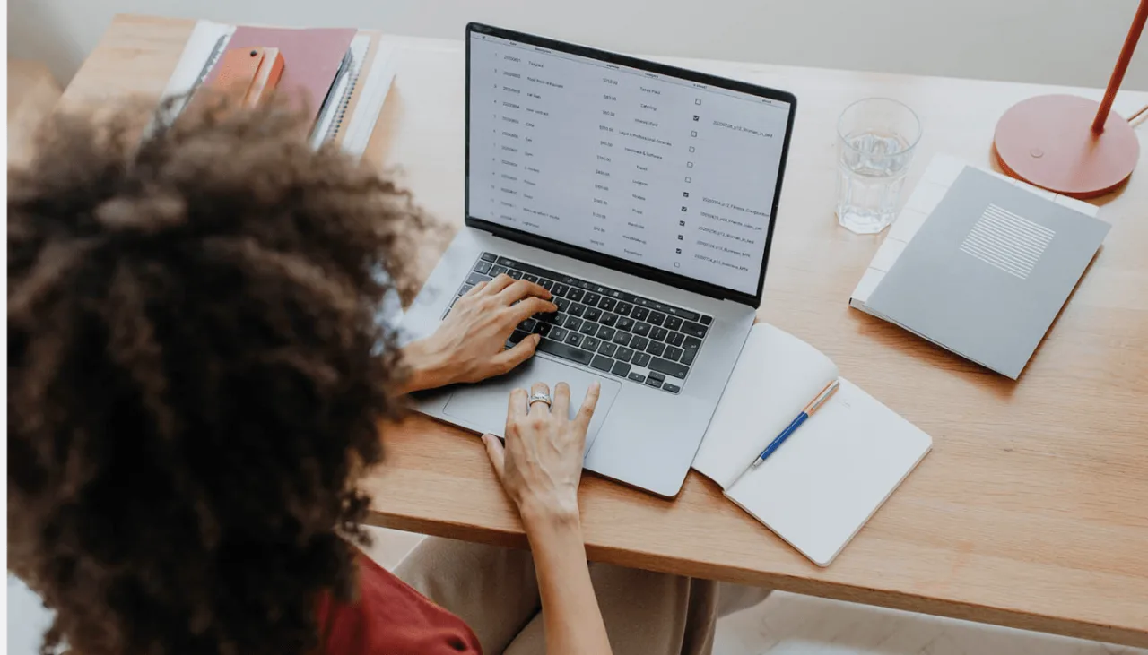 Woman working from home securely